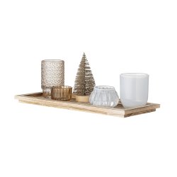 Sanga bakke med fyrfadsstager, guld/hvid