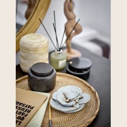 Fletbakke i rattan, rund