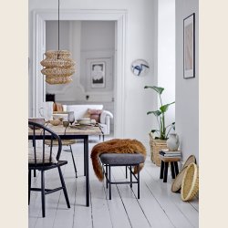 Fletbakke i rattan, rund