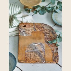 Abrianna serveringsbrt i brun marmor