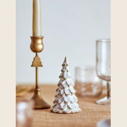 Juletrer i keramik, hvid, 2 str.