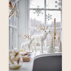 Juletrer i keramik, hvid, 2 str.