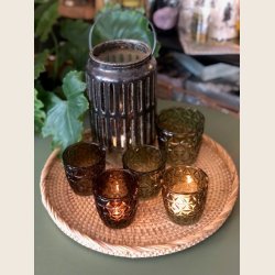 Fletbakke i rattan, rund