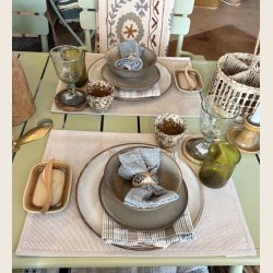 Dkkeserviet sand/stribet