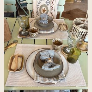 Dkkeserviet sand/stribet