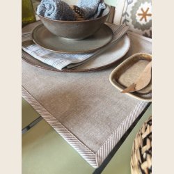 Dkkeserviet sand/stribet