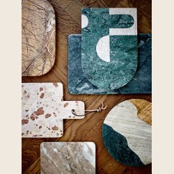 Abrianna serveringsbrt i brun marmor