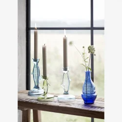 Fiskelysestager i glas, st  3 stk. 