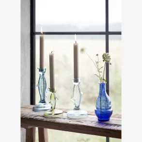 Fiskelysestager i glas, st  3 stk. 