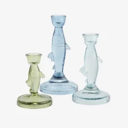 Fiskelysestager i glas, st  3 stk. 