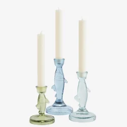 Fiskelysestager i glas, st  3 stk. 