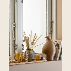 Sanga aflang bakke med fyrfadsstager, brun