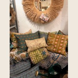 Vintage Kantha Sari silke/velour puder