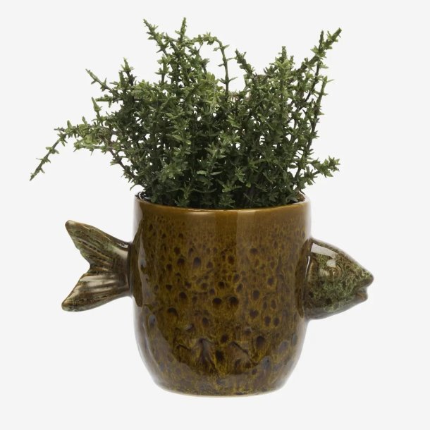 Urtepotteskjuler med fisk, brun