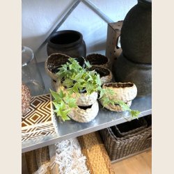 Rustik brun urtepotteskjuler