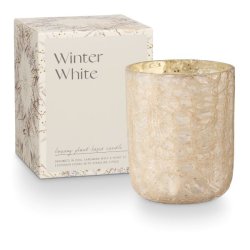 Winter White Crackle, duftlys i glas