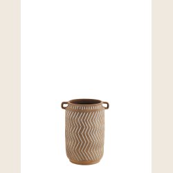 Terracotta vase med hvidt inka-mnster