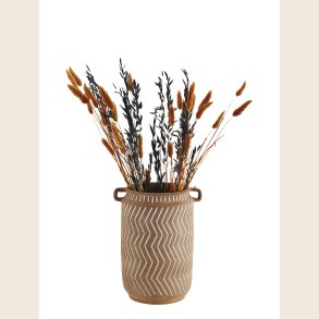 Terracotta vase med hvidt inka-m�nster