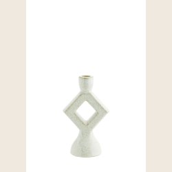 Lysestage med firkant, hvid